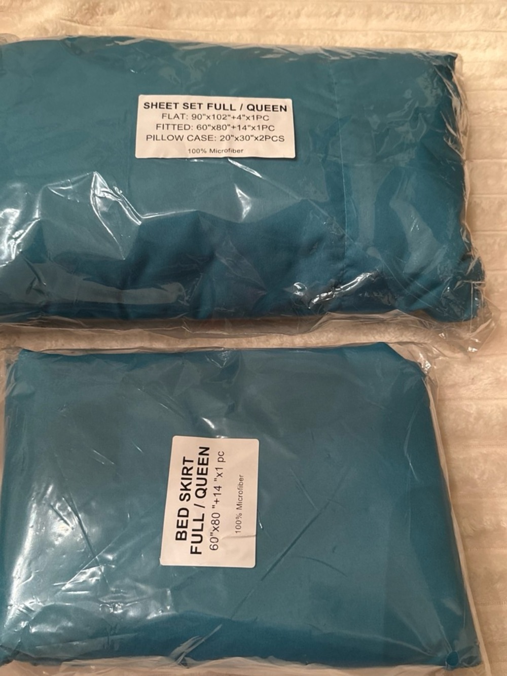 Full/Queen Microfiber Sheet Set with Bed Skirt in Teal